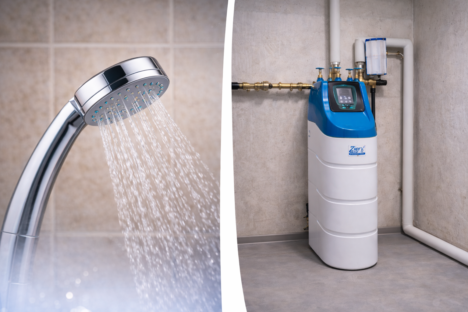 Dusche und Wasserenthärtungsanlage Installation in der Schweiz.