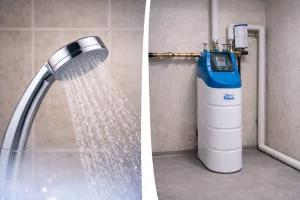 Dusche und Wasserenthärtungsanlage Installation in der Schweiz.
