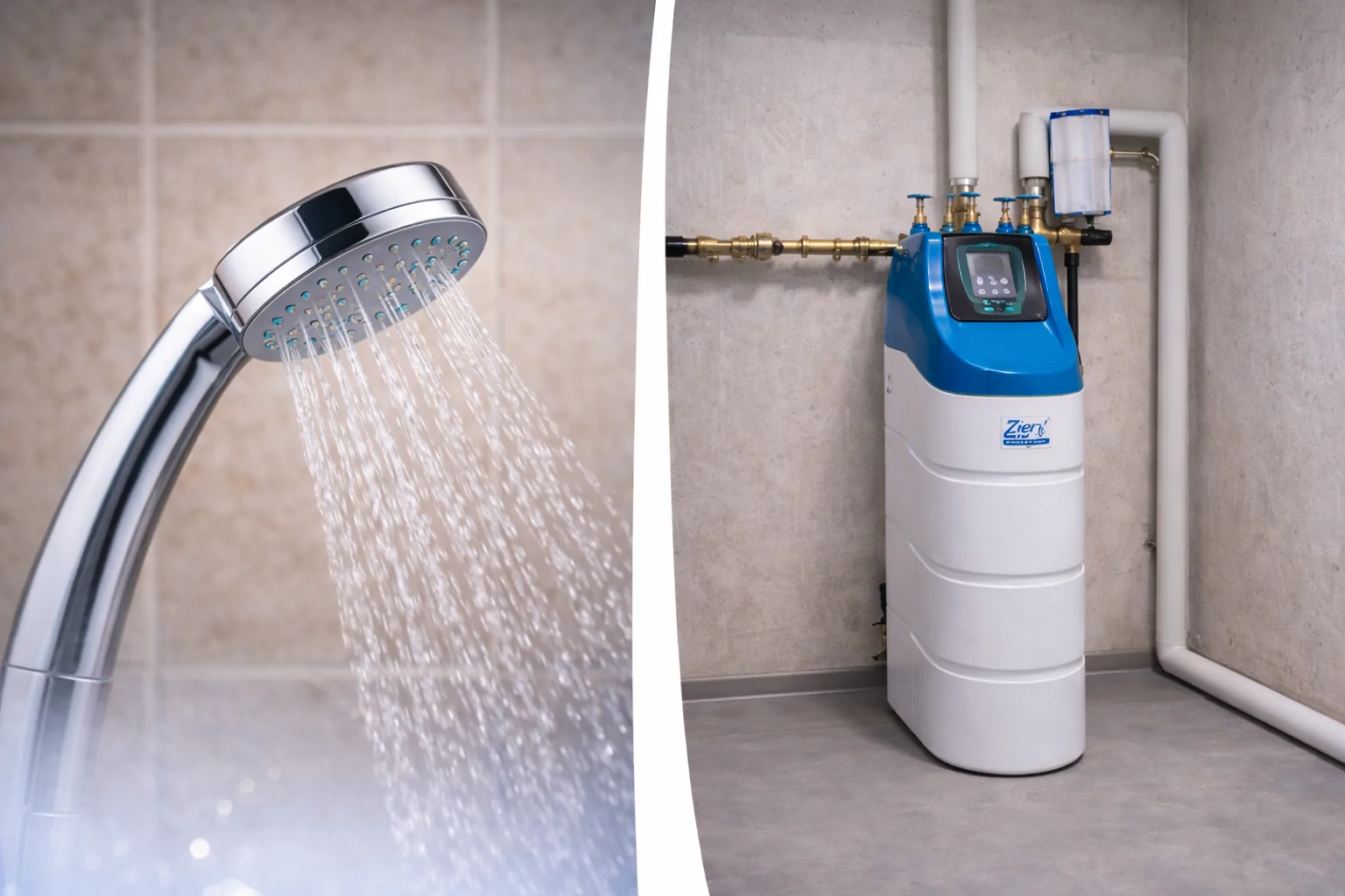 Dusche und Wasserenthärtungsanlage Installation in der Schweiz.